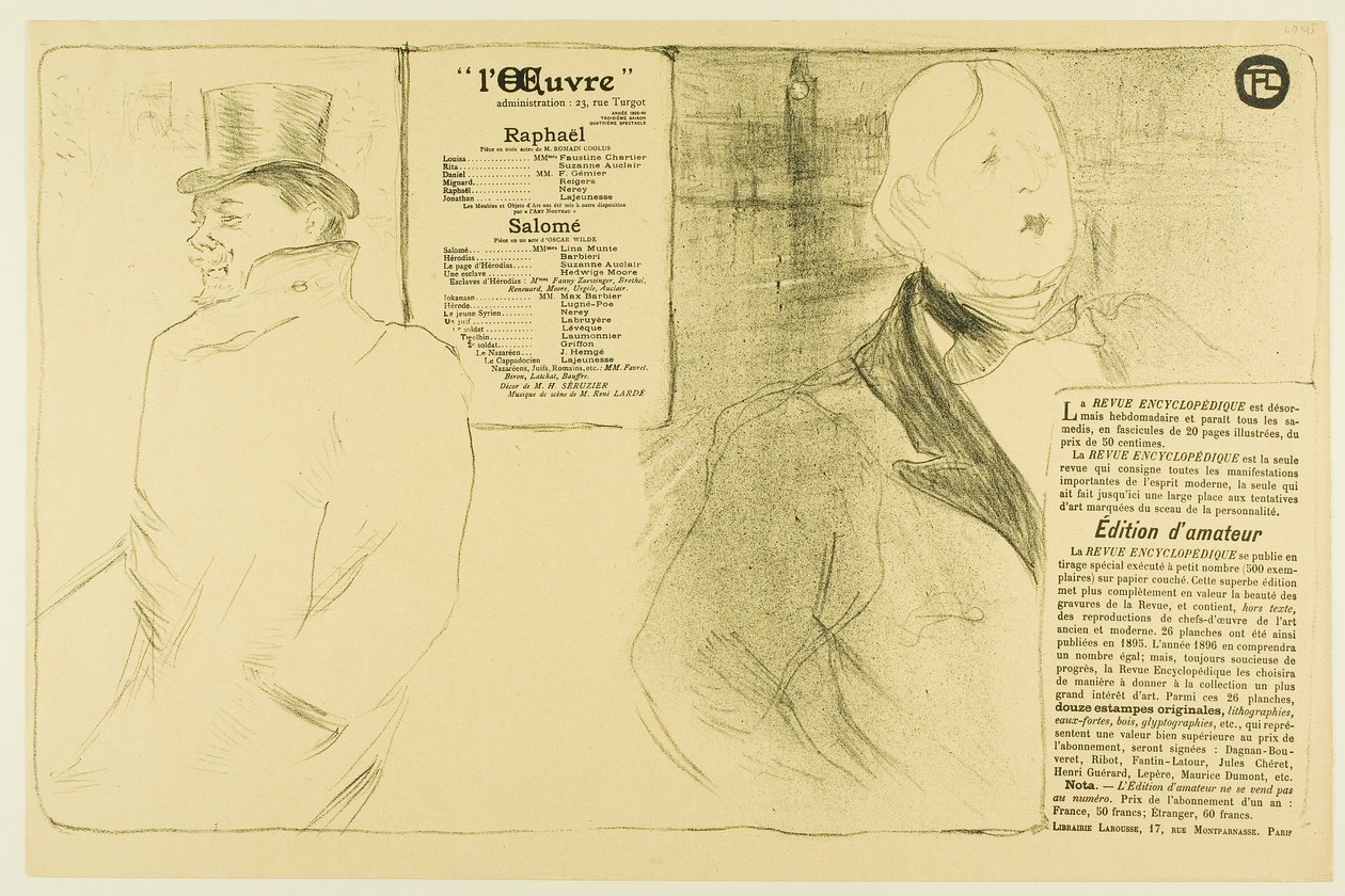 Oscar Wilde e Romain Coolus—Programa para Raphaël e Salomé de Henri de Toulouse Lautrec