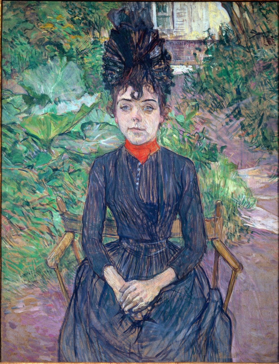 Retrato de Justine Dieuhl - óleo sobre papelão de Henri de Toulouse Lautrec
