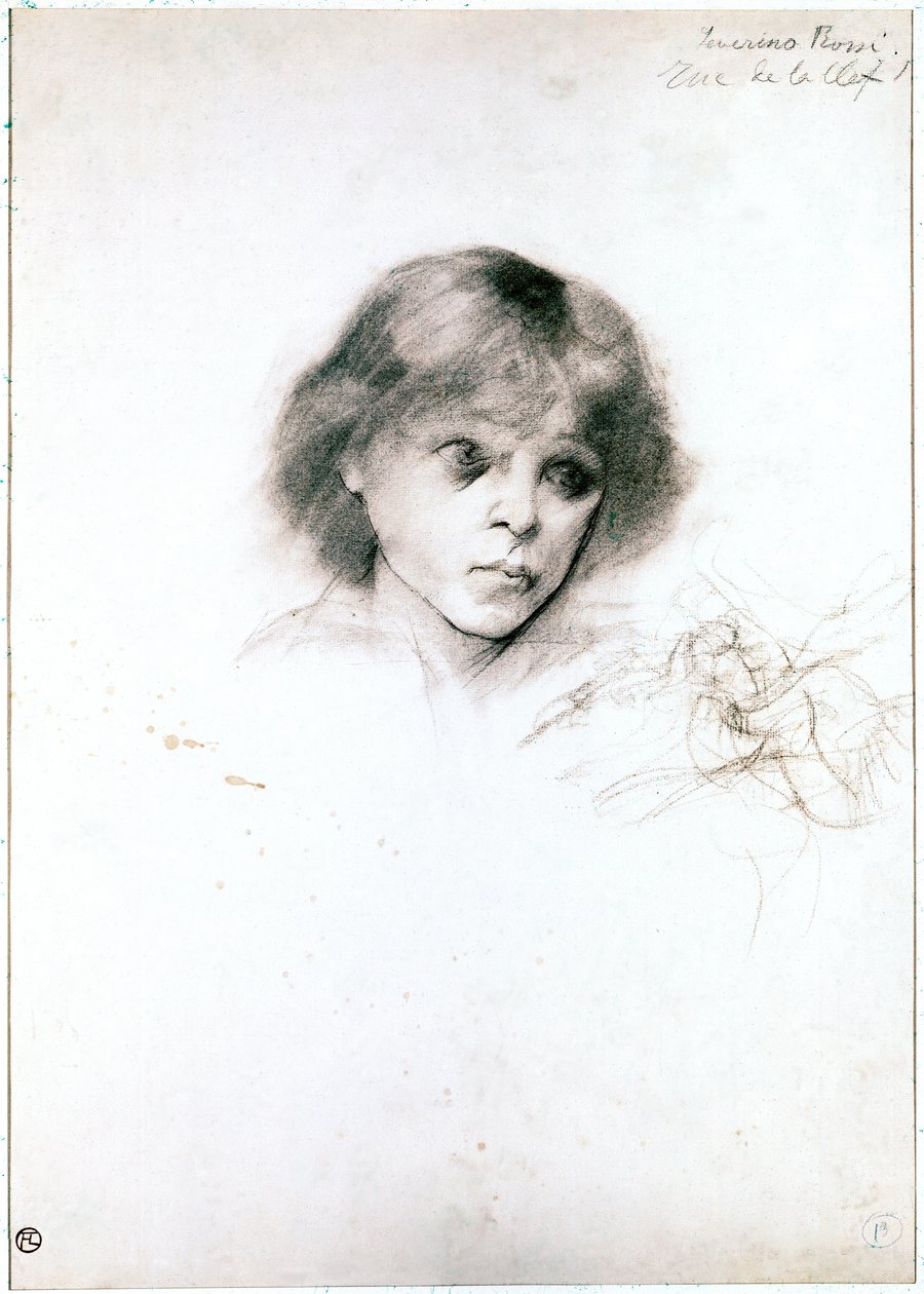 Retrato de Severino Rossi. 1883 (carvão vegetal sobre papel branco) de Henri de Toulouse Lautrec