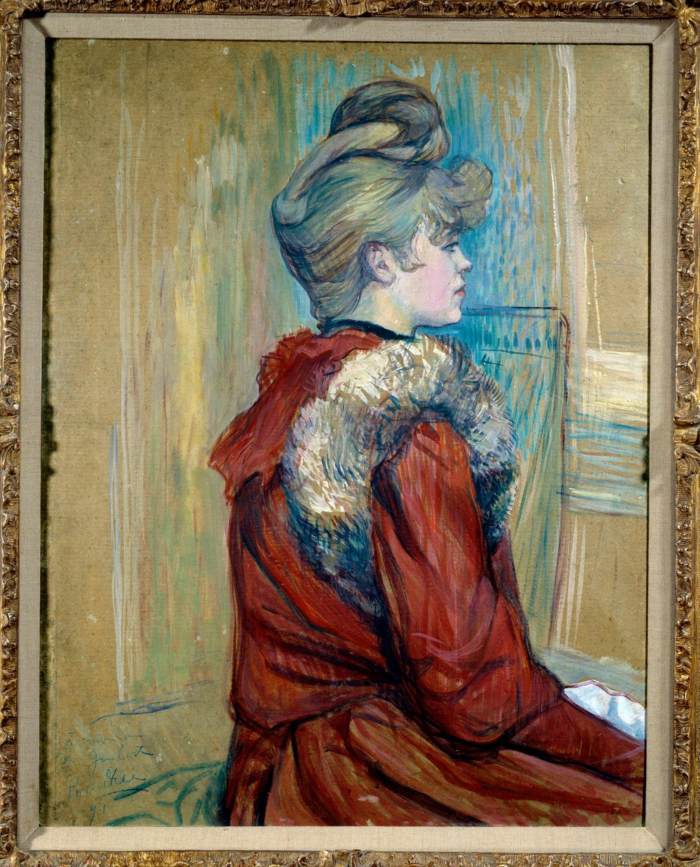Retrato de uma menina com pêlo Estudo para "Le Moulin de La Galette" Pintura de Henri de Toulouse Lautrec (1864-1901) 1889 Coleção privee - Retrato de uma menina com pêlo. Estudo para "Le Moulin de la Galette". Pintura de Henri de Toulouse Lautrec (1864-19 de Henri de Toulouse Lautrec