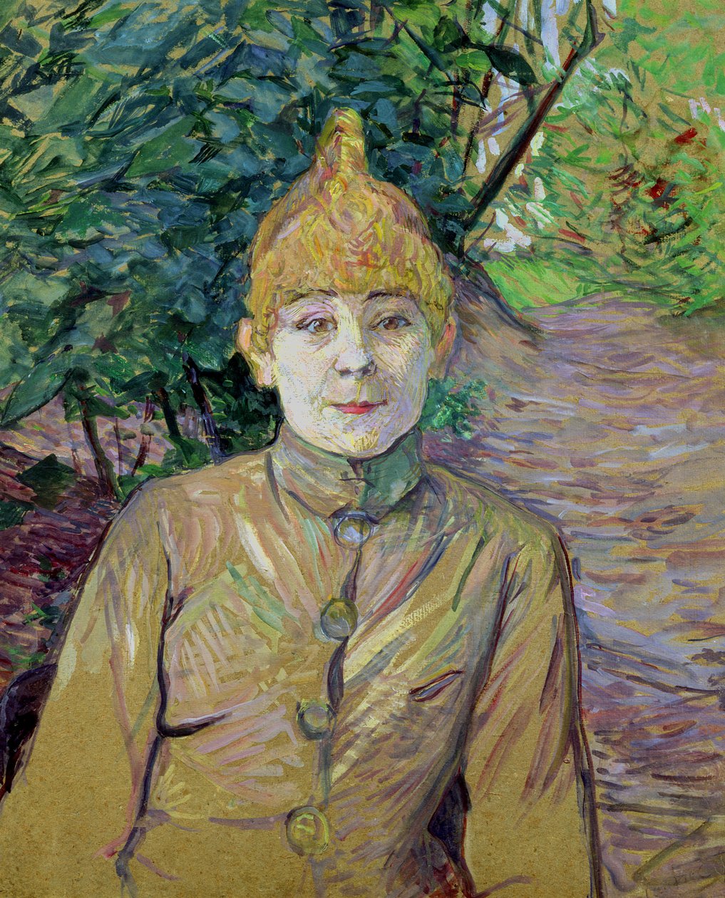 Retrato de uma mulher, possivelmente a dançarina francesa Louise Weber (1870-1927), conhecida como &39;La Goulue&39; de Henri de Toulouse Lautrec
