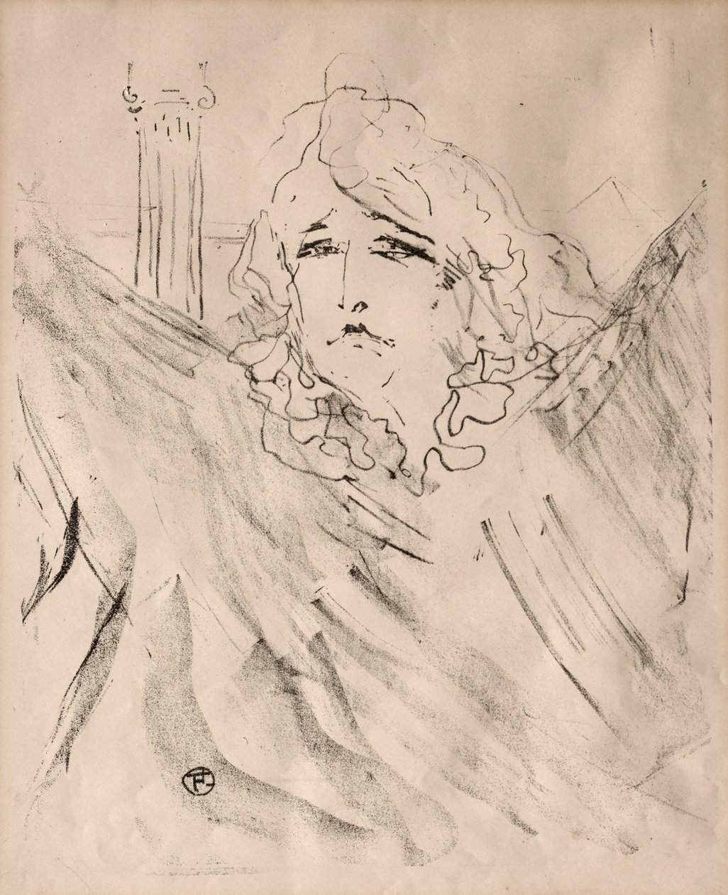 Retratos de atores e atrizes: Treze litografias: Sarah Bernhardt, 1898. de Henri de Toulouse Lautrec