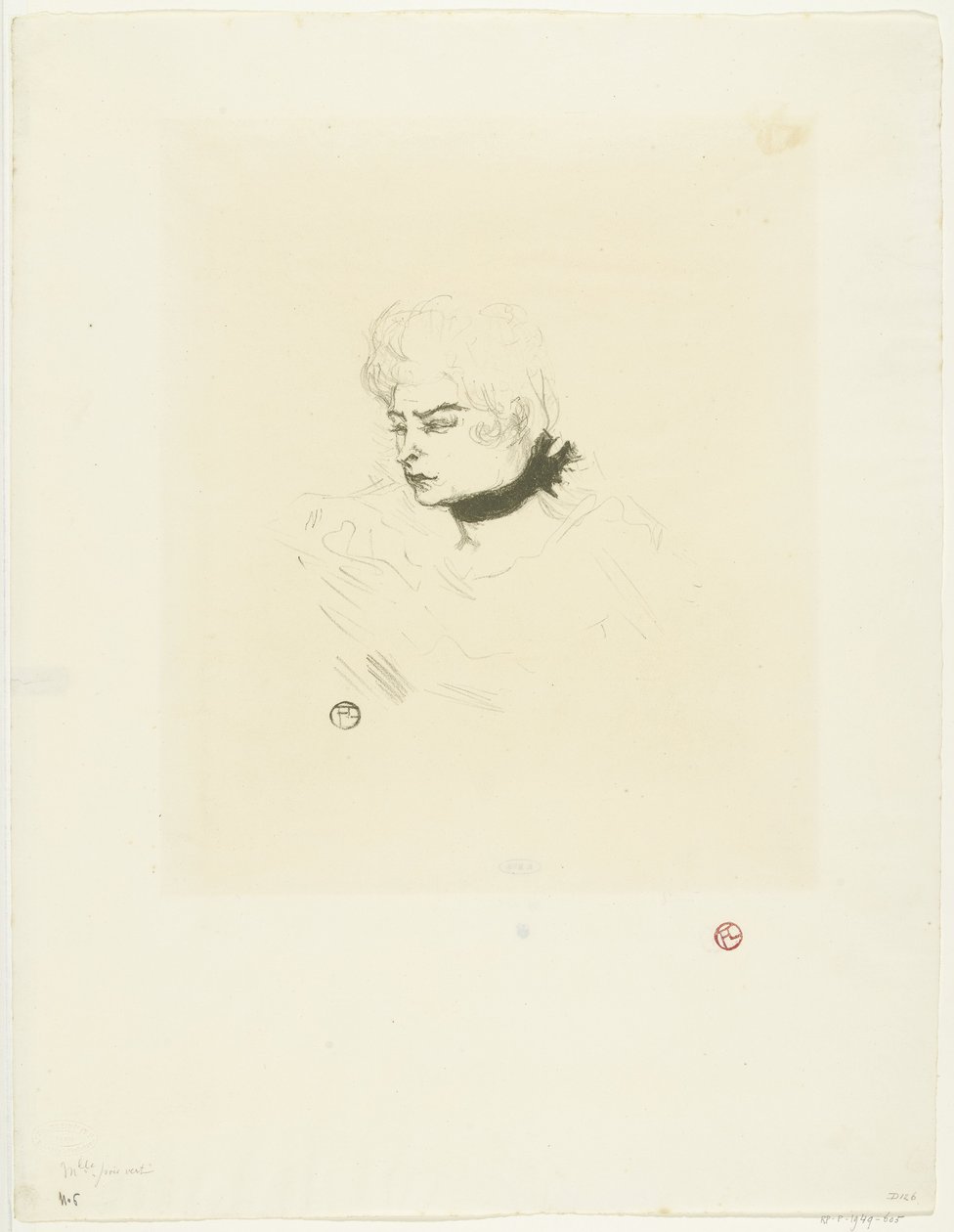 Retrato de Mademoiselle Green Dots Senhorita Pontos Verdes de Henri de Toulouse Lautrec