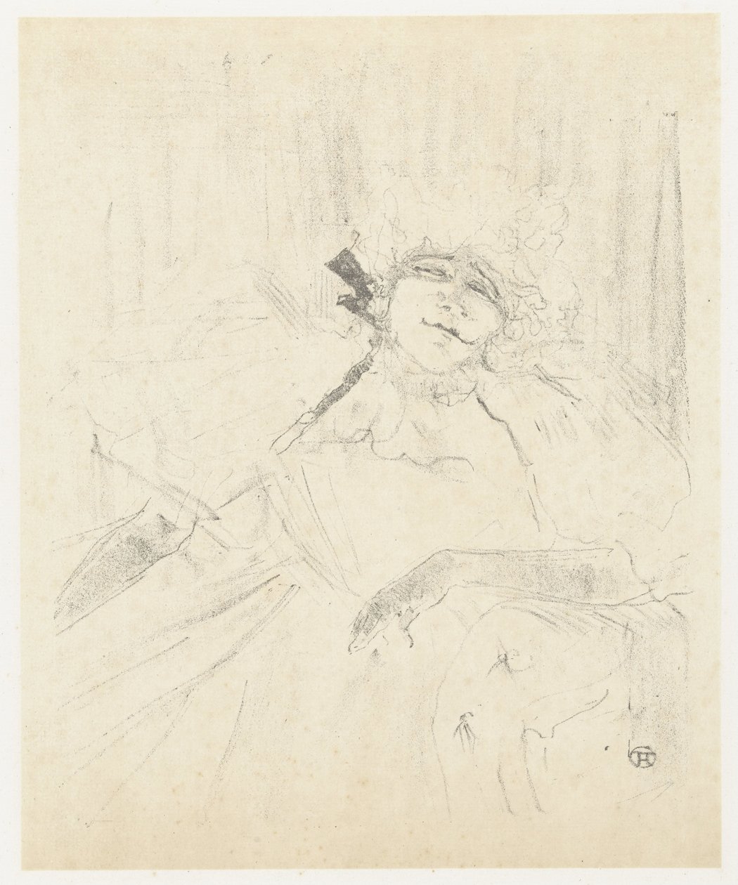 Portret van Yvette Guilbert na poltrona op toneel Yvette Guilbert (canção antiga) Yvette Guilbert: série inglesa (título da série) de Henri de Toulouse Lautrec