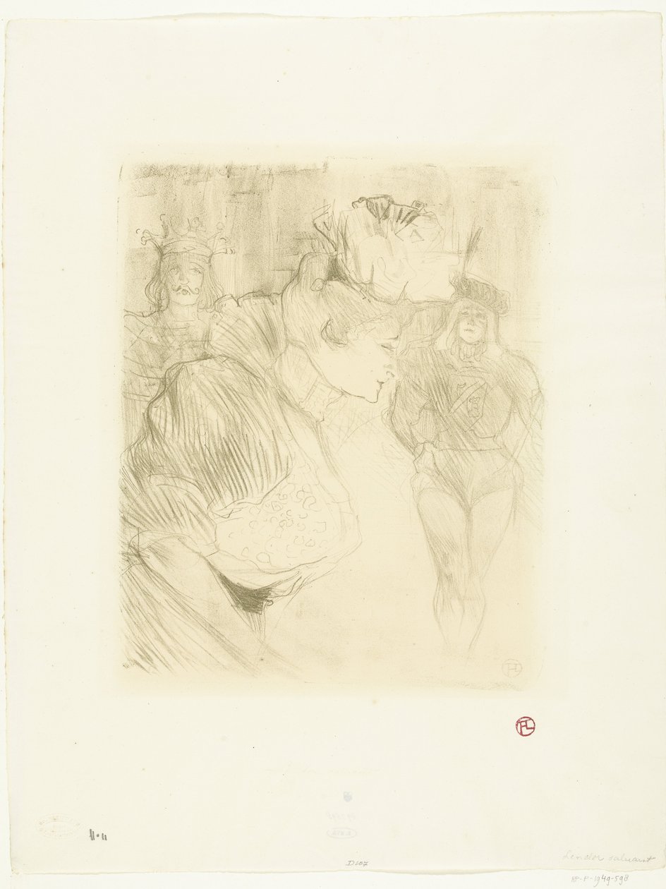 Retrato da atriz Marcelle Lender curvando-se para o público Saudação do credor de Henri de Toulouse Lautrec