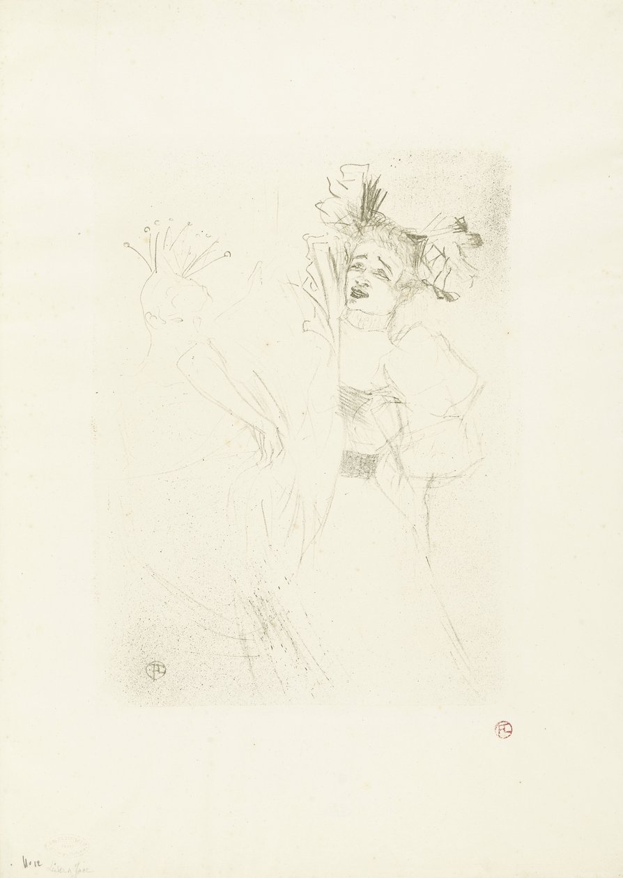 Retrato da actriz Marcelle Lender na ópera Chilpéric
Lender de face dans Chelpéric de Henri de Toulouse Lautrec