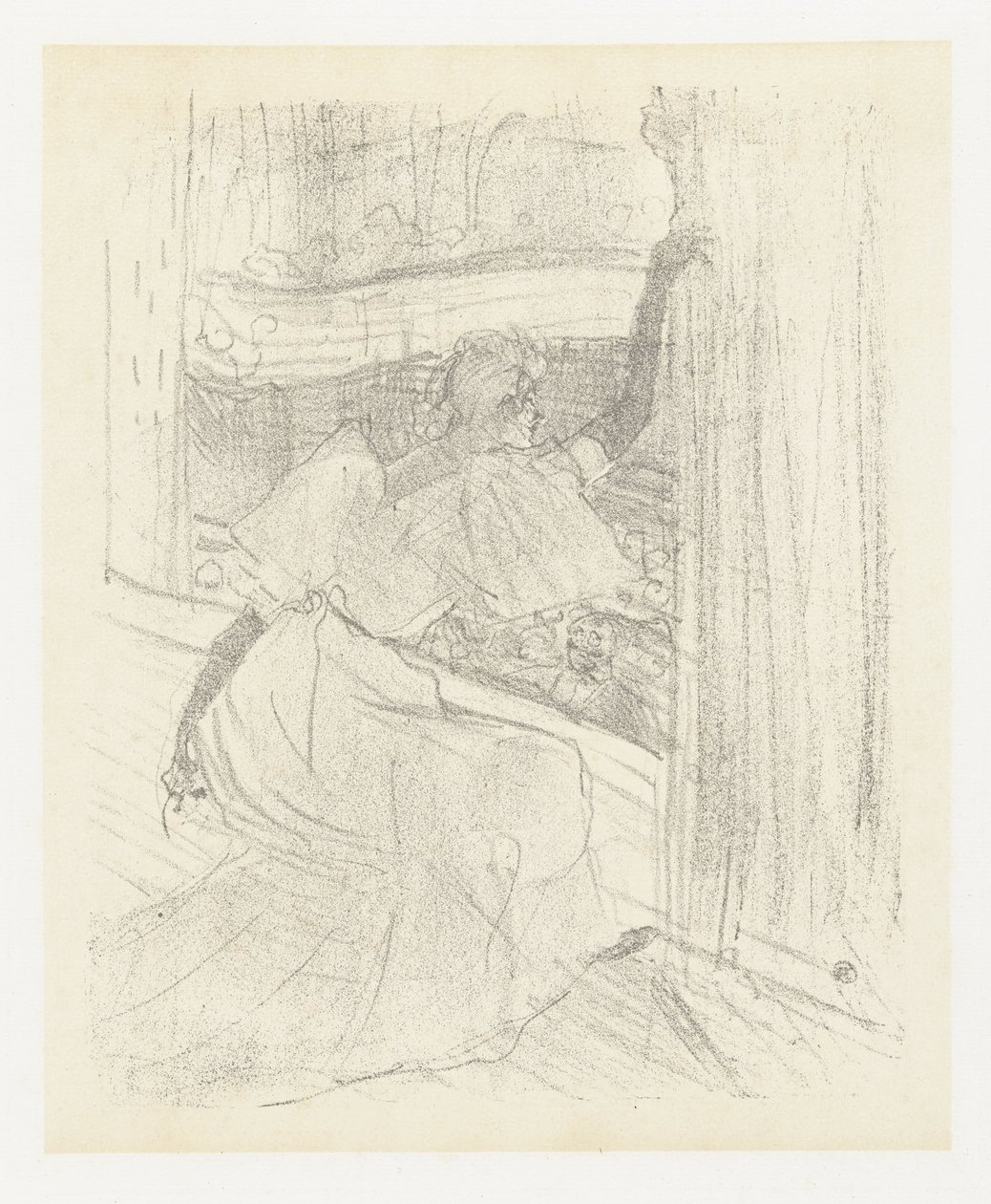 Portret van actrice Yvette Guilbert buigend voor het publiek
Yvette Guilbert cumprimentando a audiência
Yvette Guilbert : título da série de Henri de Toulouse Lautrec