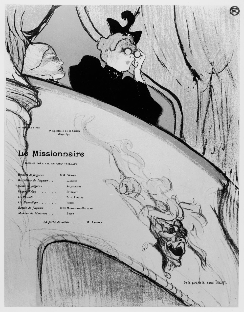 Cartaz publicitário da peça "Le Missionnaire", 1893-94 (ver também 212843) de Henri de Toulouse Lautrec