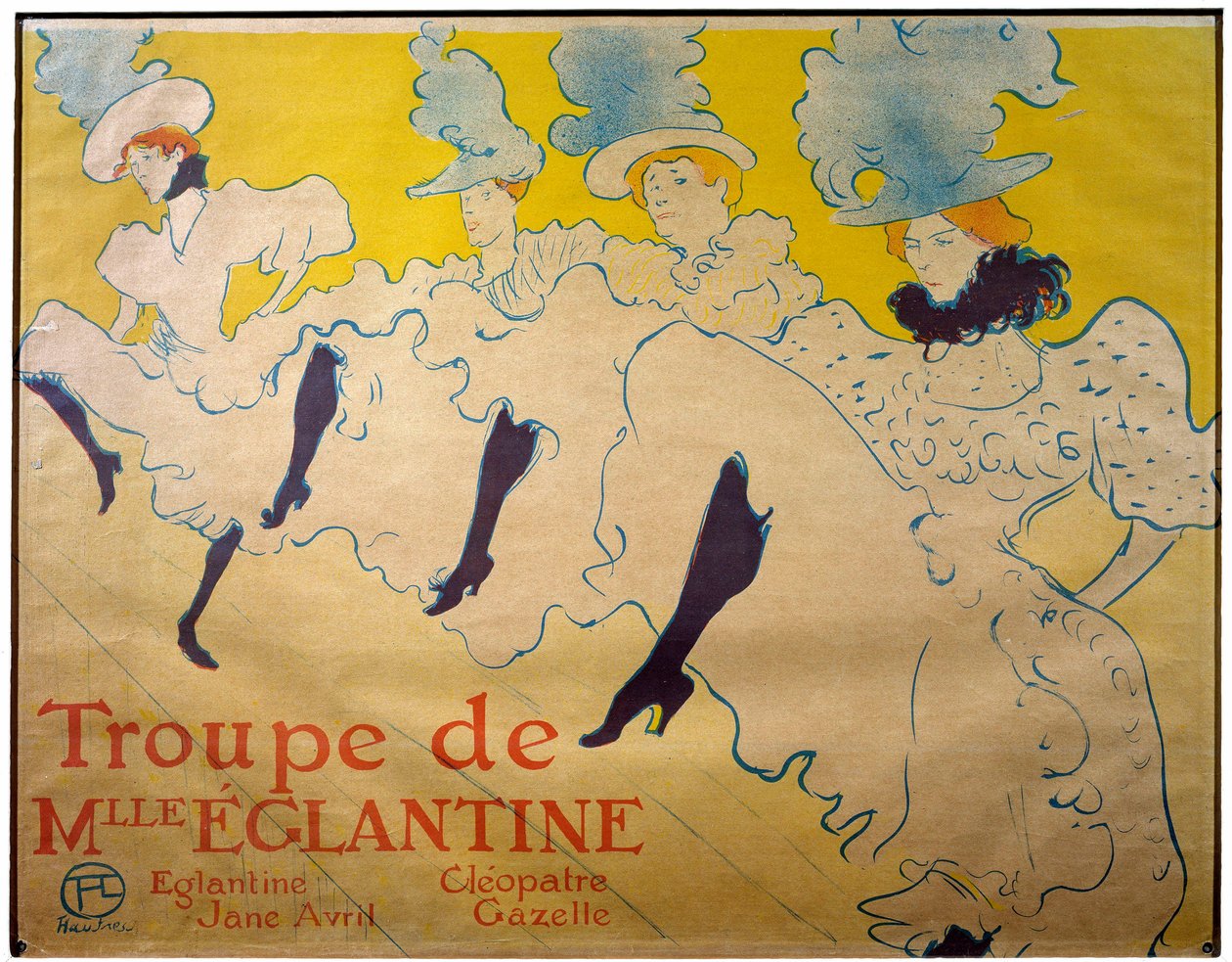 Cartaz para a trupe da Mademoiselle Eglantine. Dançarinos de cabaré. Litografia de Henri de Toulouse Lautrec (Toulouse-Lautrec de Henri de Toulouse Lautrec