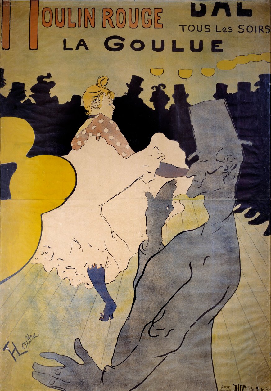 Cartaz para o cabaré "La goulue" no Moulin Rouge. Desenho de Henri de Toulouse Lautrec (1864-1901) 1891 Bruxelas, Musee Ixelles de Henri de Toulouse Lautrec