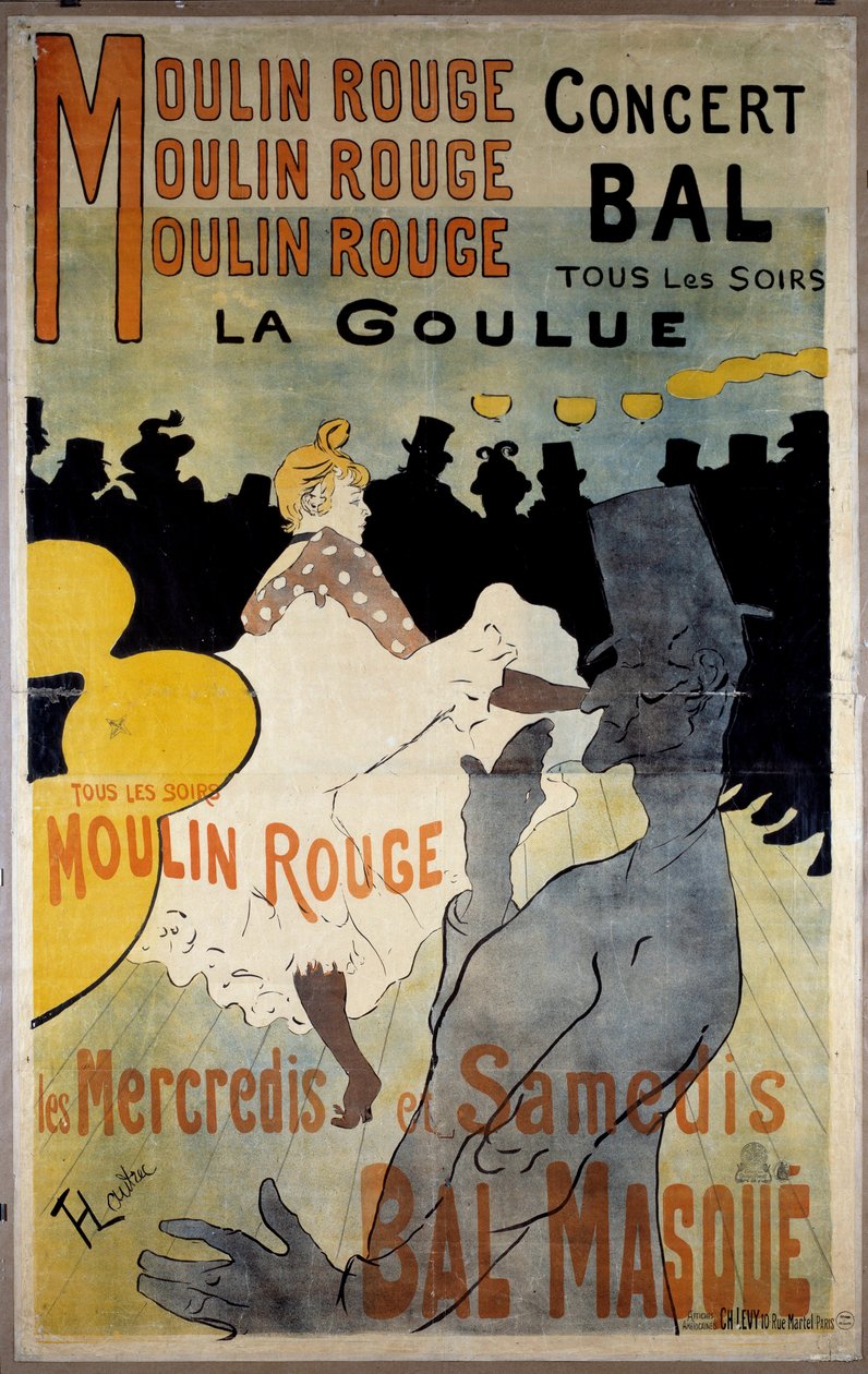 Poster para o moinho vermelho (máscara de bola "La Goulue"). Litografia de Henri De Toulouse Lautrec (Toulouse-Lautrec de Henri de Toulouse Lautrec