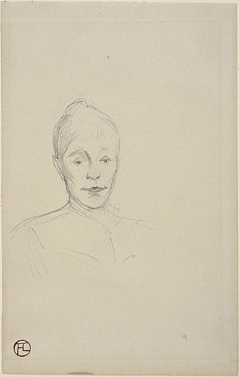 Estudo: Rosto de Mulher de Gola Alta de Henri de Toulouse Lautrec