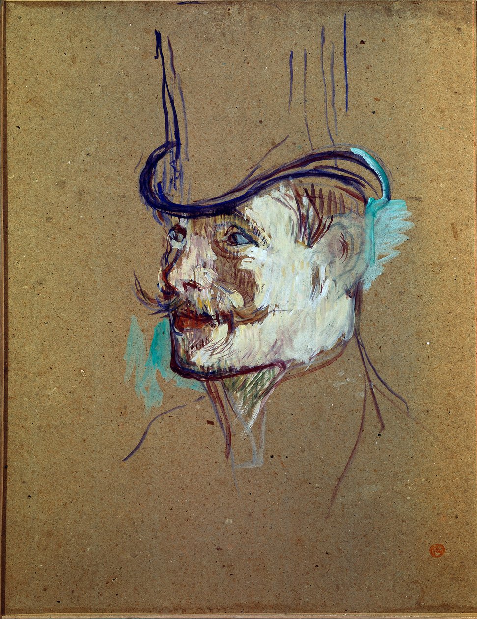 Estude para o Sr. Warner. Desenho de Henri de Toulouse-Lautrec (Toulouse Lautrec de Henri de Toulouse Lautrec