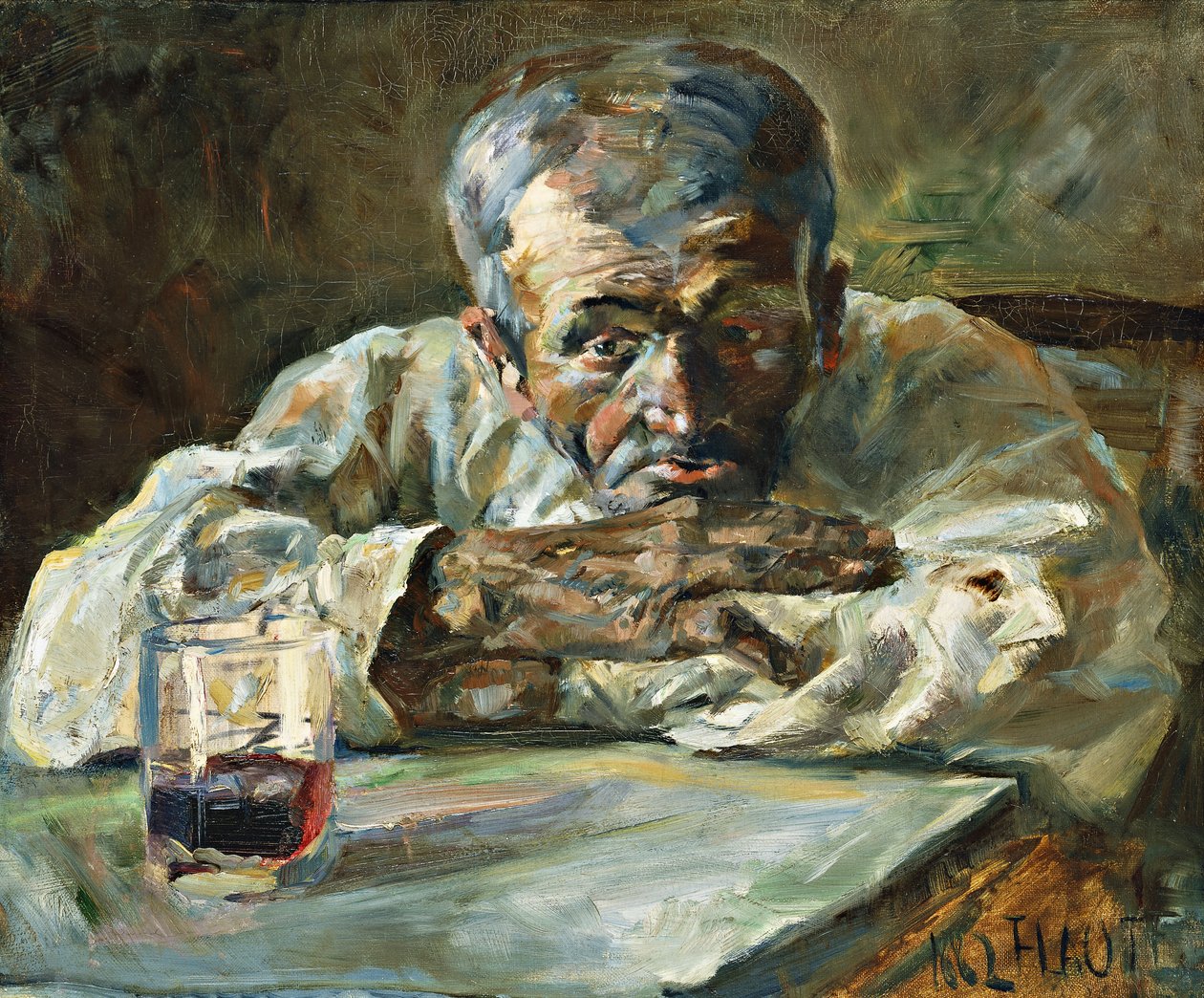 O alcoólatra, padre Mathias; Na Boutique, Chateau du Bosc: Le Buveur, Le Pere Mathias, 1882 de Henri de Toulouse Lautrec