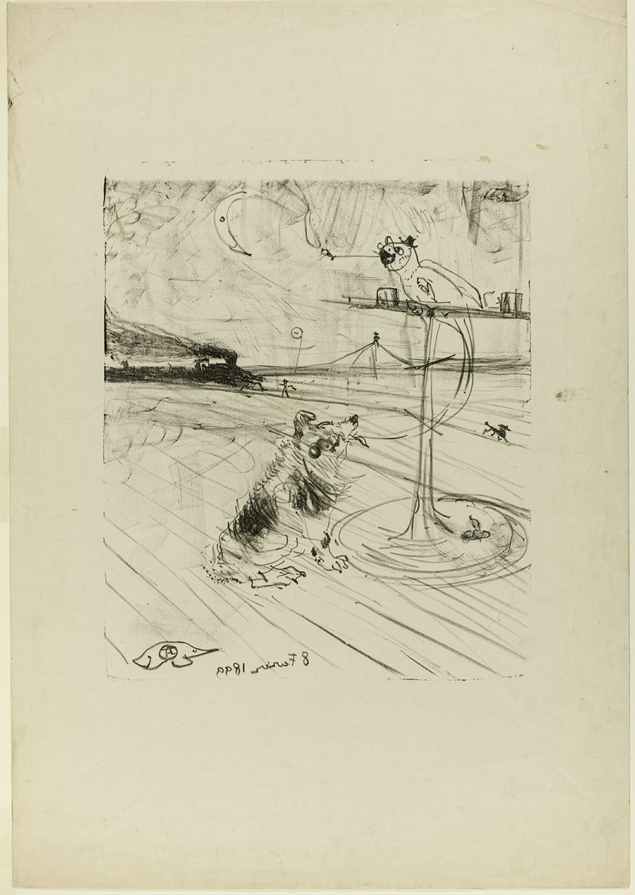 O cão e o papagaio de Henri de Toulouse Lautrec