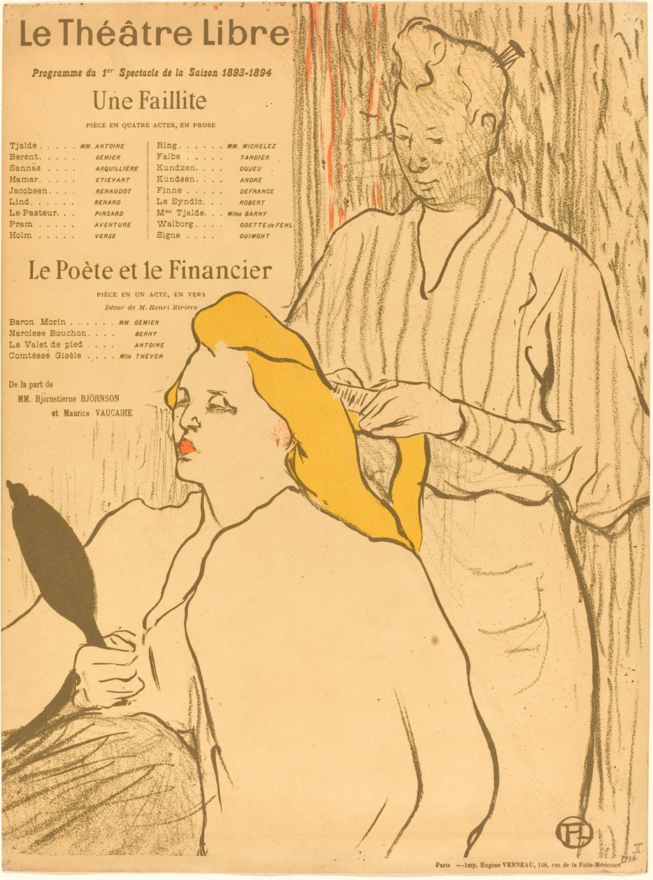 O Cabeleireiro - Programa para o Teatro-Libre O cabeleireiro - Programa para o Théatre-Libre, 1893. de Henri de Toulouse Lautrec