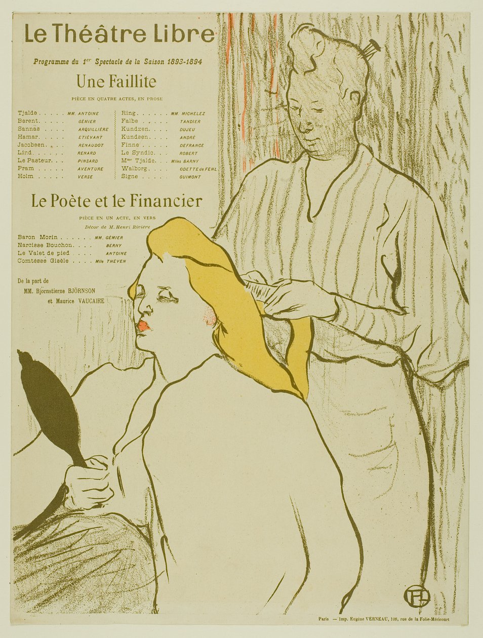 O Cabeleireiro, Programa para o Théâtre Libre de Henri de Toulouse Lautrec