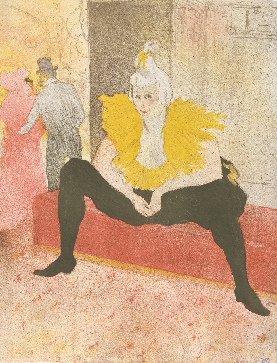 A Palhaçada Sentada Mademoiselle Cha-u-ka-o da série Elles, 1896., 1896. de Henri de Toulouse Lautrec