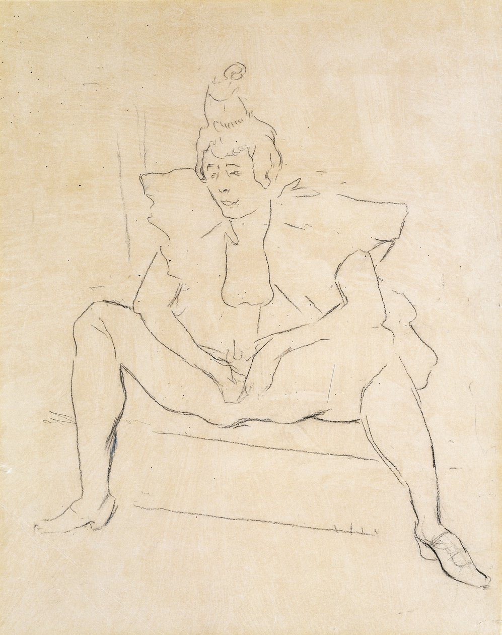O palhaço sentado; A palhaça Assis de Henri de Toulouse Lautrec