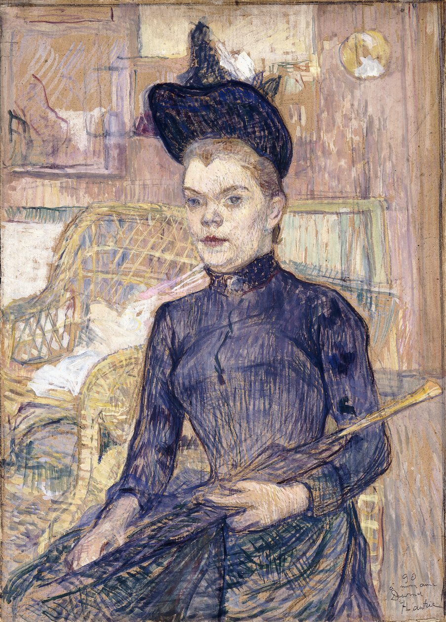 A mulher de chapéu preto, surda Berthe, 1890 de Henri de Toulouse Lautrec