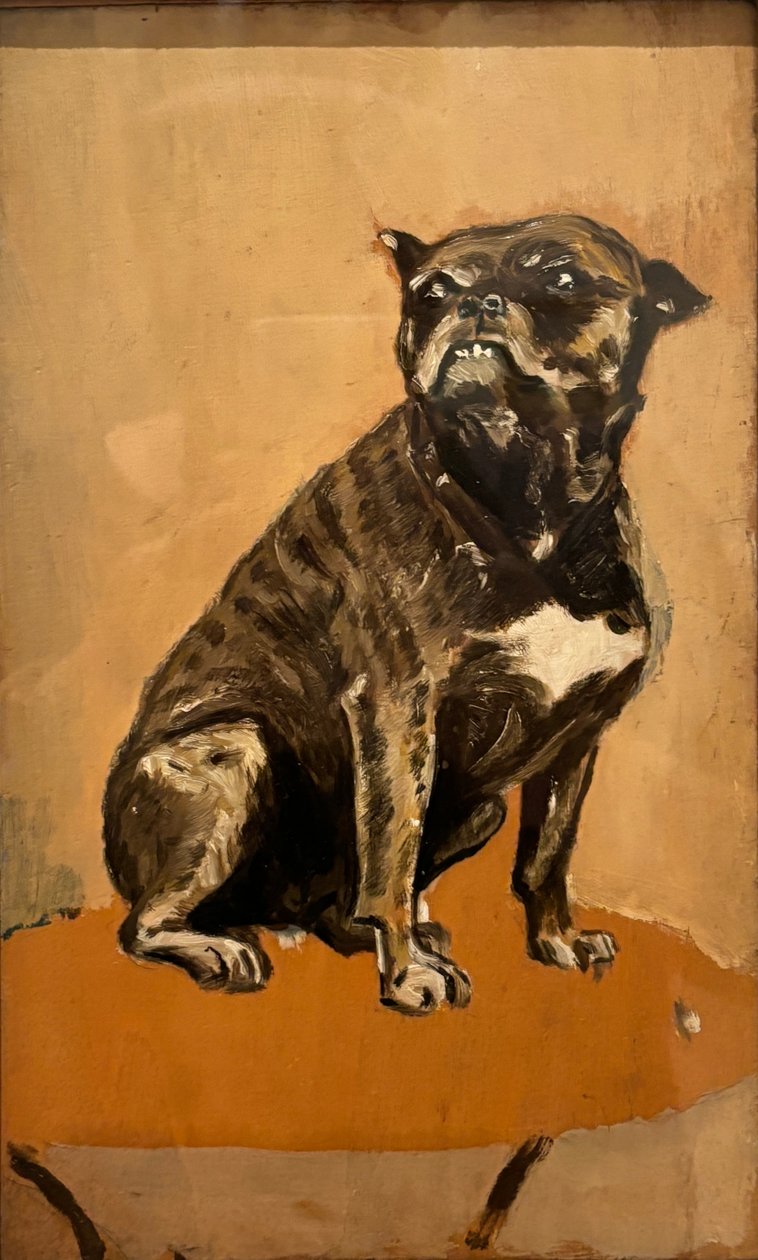 Toucinho, sentado numa mesa de Henri de Toulouse Lautrec