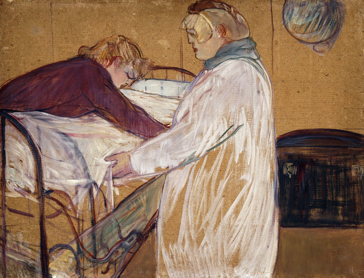 Duas mulher fazendo sua cama; Duas mulheres fazendo sua cama, 1891 de Henri de Toulouse Lautrec