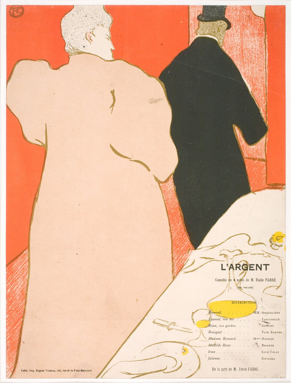 Um cavalheiro e uma dama, programa para o dinheiro de Henri de Toulouse Lautrec