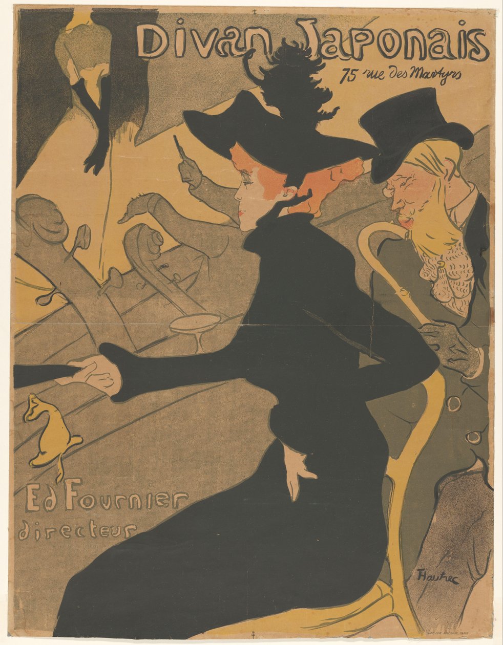 Mulher e homem na plateia numa actuação de canto
Divan Japonais (título sobre o objecto) de Henri de Toulouse Lautrec