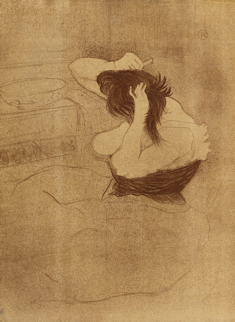 Mulher penteando o cabelo - La Coiffure, prato VII de Elles; Penteando a mulher - penteado, placa VII de Elles, 1896 de Henri de Toulouse Lautrec