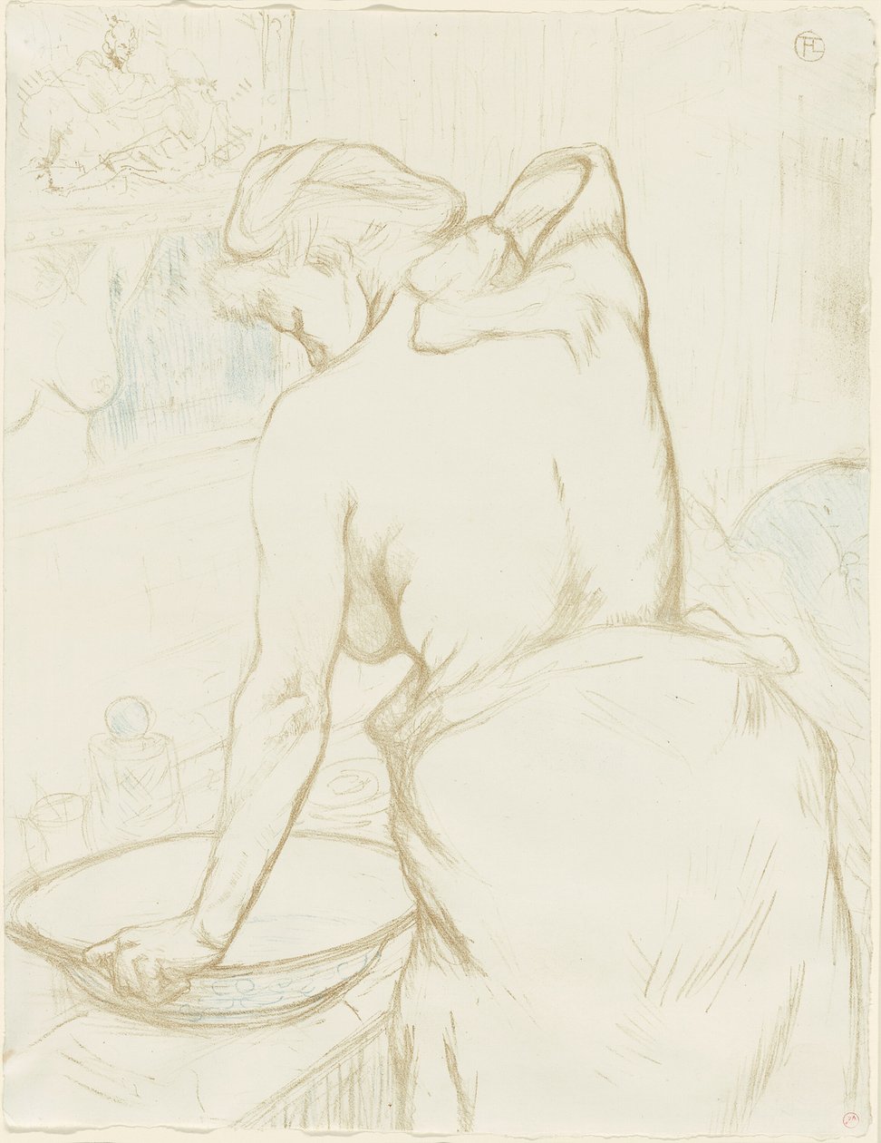 Mulher Lavando — O Banheiro, prato cinco de Elles de Henri de Toulouse Lautrec