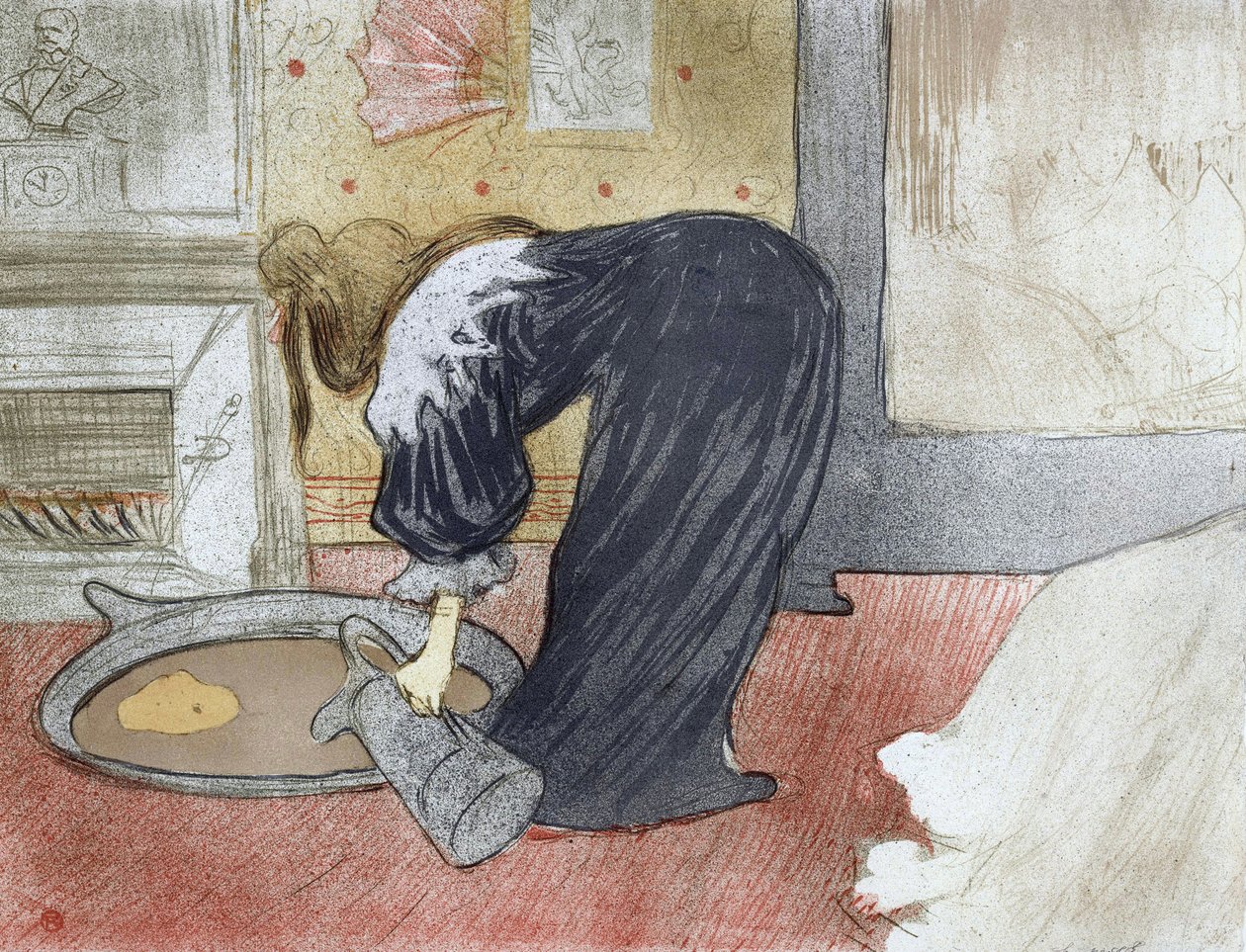 Mulher na banheira (da suíte Elles) - Mulher no banho - Pintura de Henri de Toulouse Lautrec (Toulouse-Lautrec) (1864-1901) de Henri de Toulouse-Lautrec
