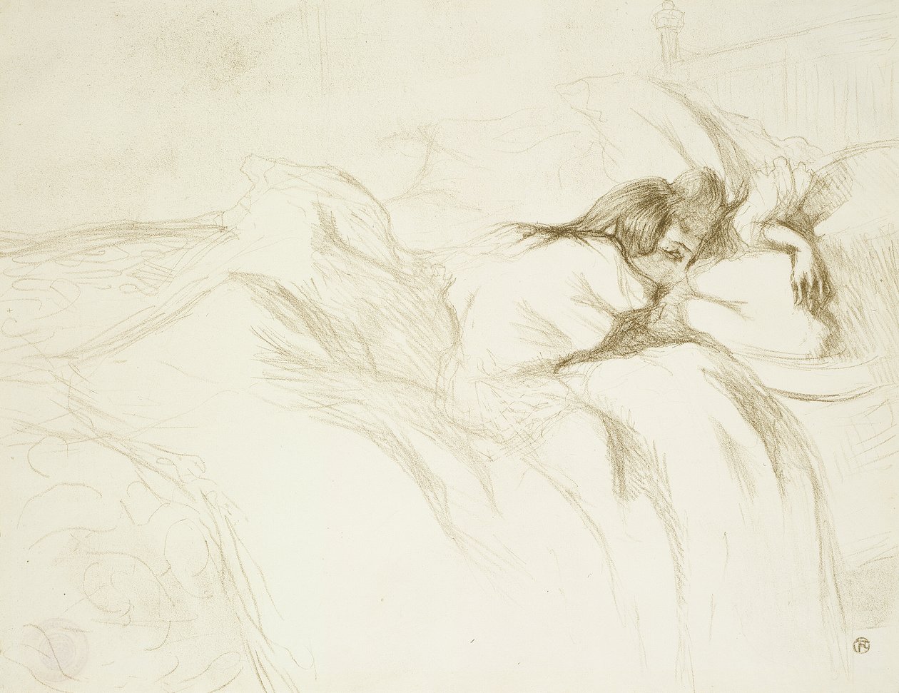 Mulher na Cama—Acordando, prato três de Elles de Henri de Toulouse Lautrec