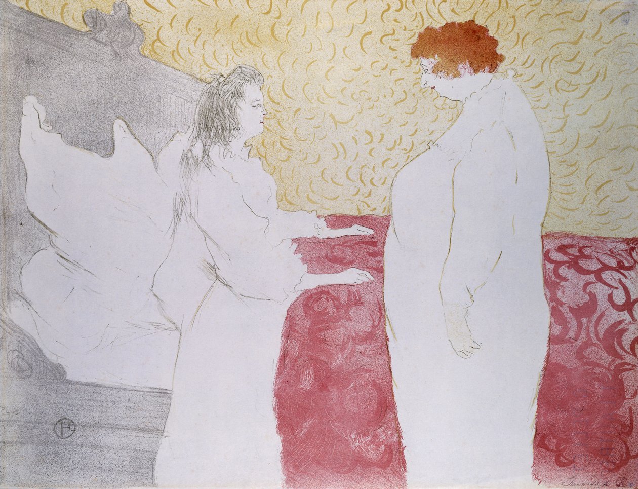 Mulher na cama, perfil - a pequena alavanca, de Elles; Mulher na cama, perfil - Au Petit Lever, de Elles, 1896 de Henri de Toulouse Lautrec