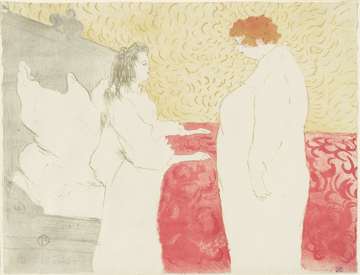 Mulher na cama, perfil, levantando-se, placa oito de Elles de Henri de Toulouse Lautrec