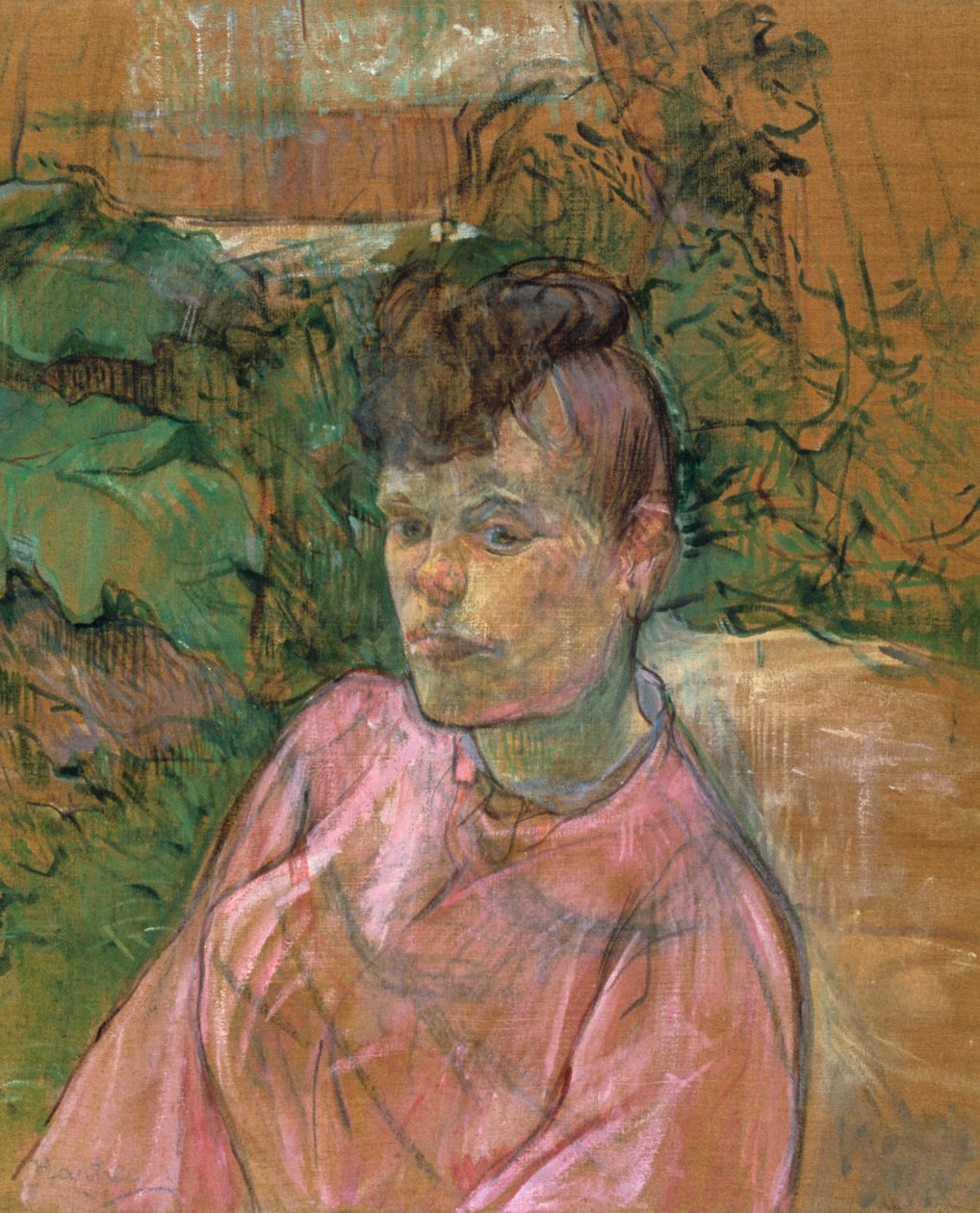 Mulher no jardim da floresta de Monsieur, 1889-1891 de Henri de Toulouse Lautrec