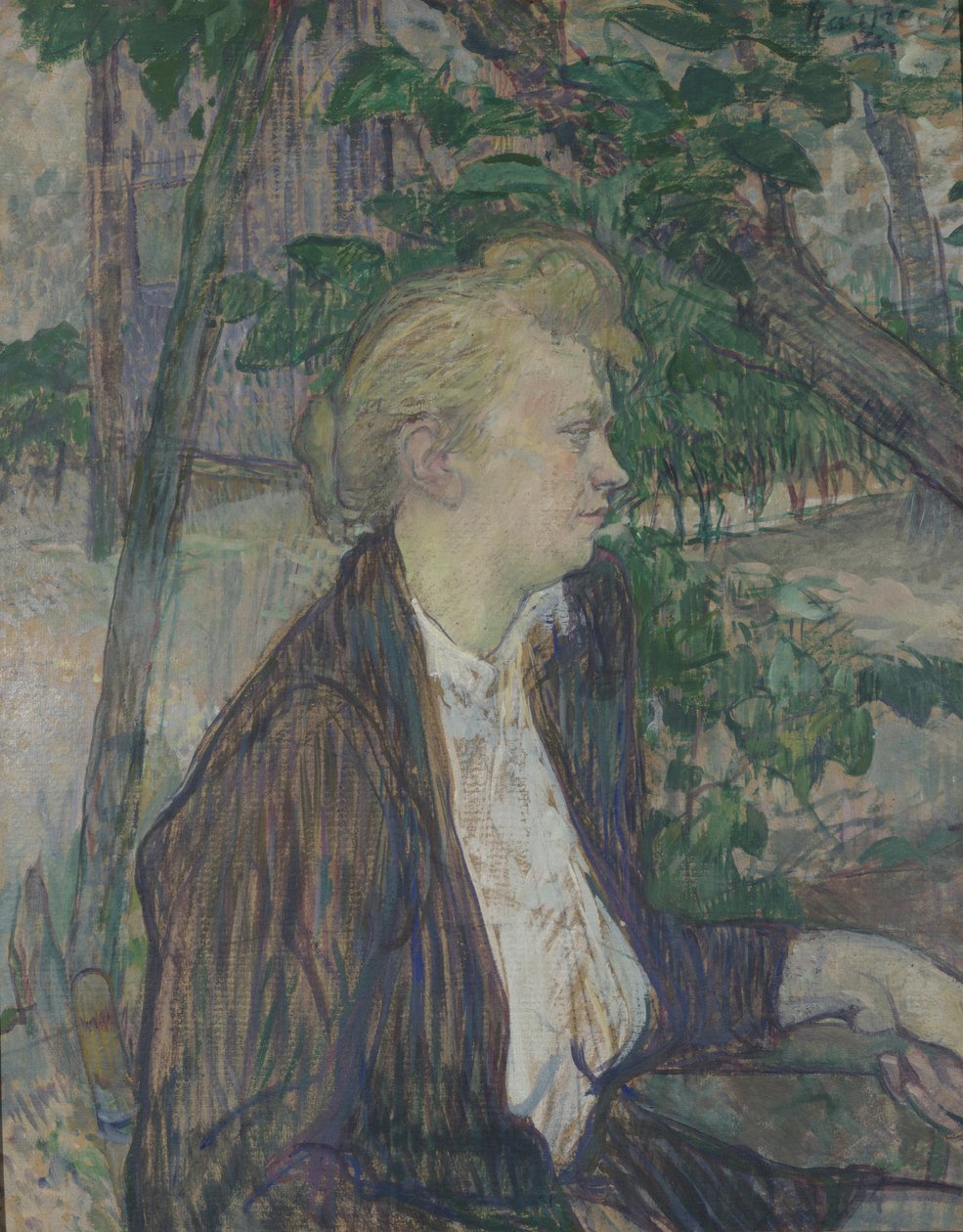 Mulher sentada em um jardim, 1891 de Henri de Toulouse Lautrec