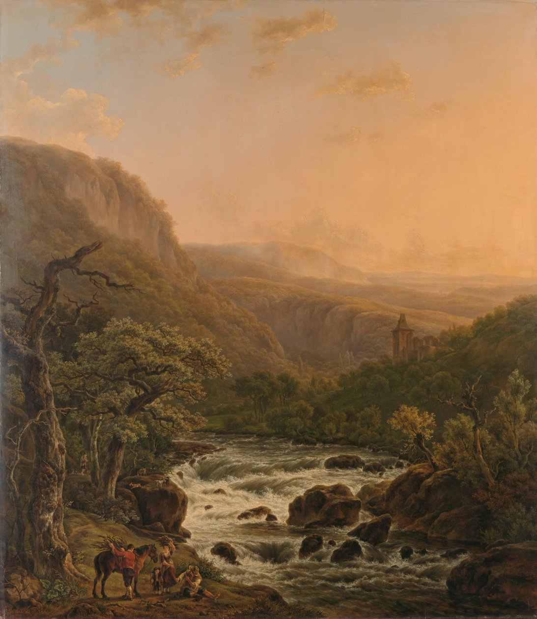 Rio nas Ardenas ao pôr do sol de Henri van Assche