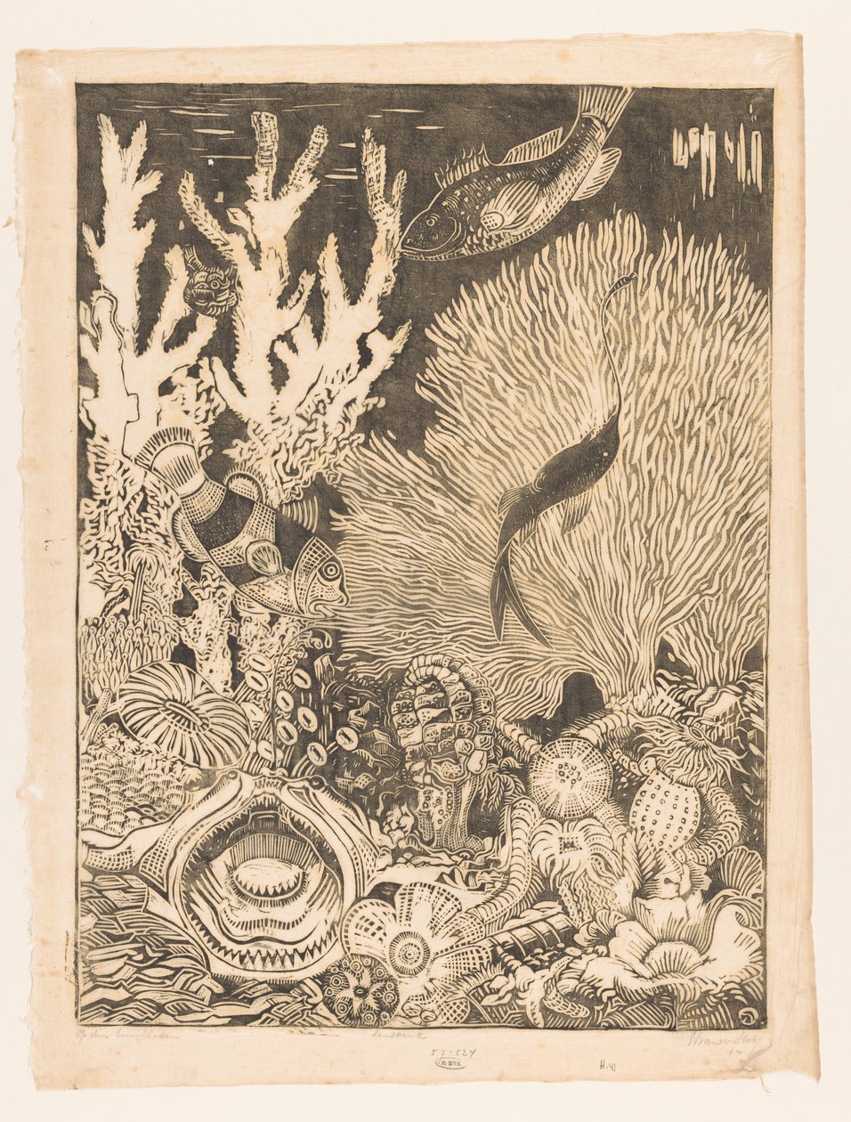 No fundo coral (título original no objeto) de Henri van der Stok (signed by artist)
