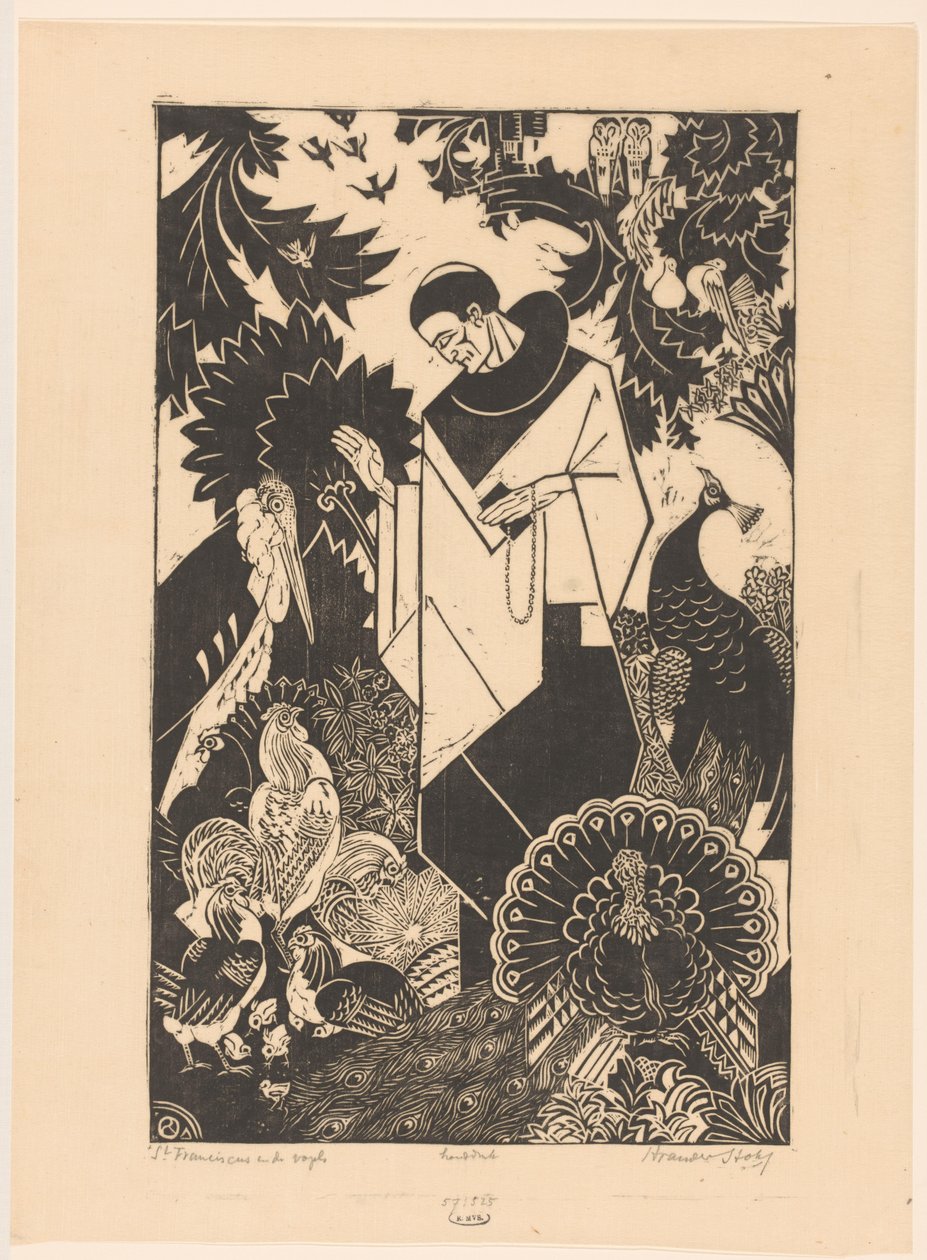 São Francisco e as aves (título original sobre o objecto) de Henri van der Stok (signed by artist)
