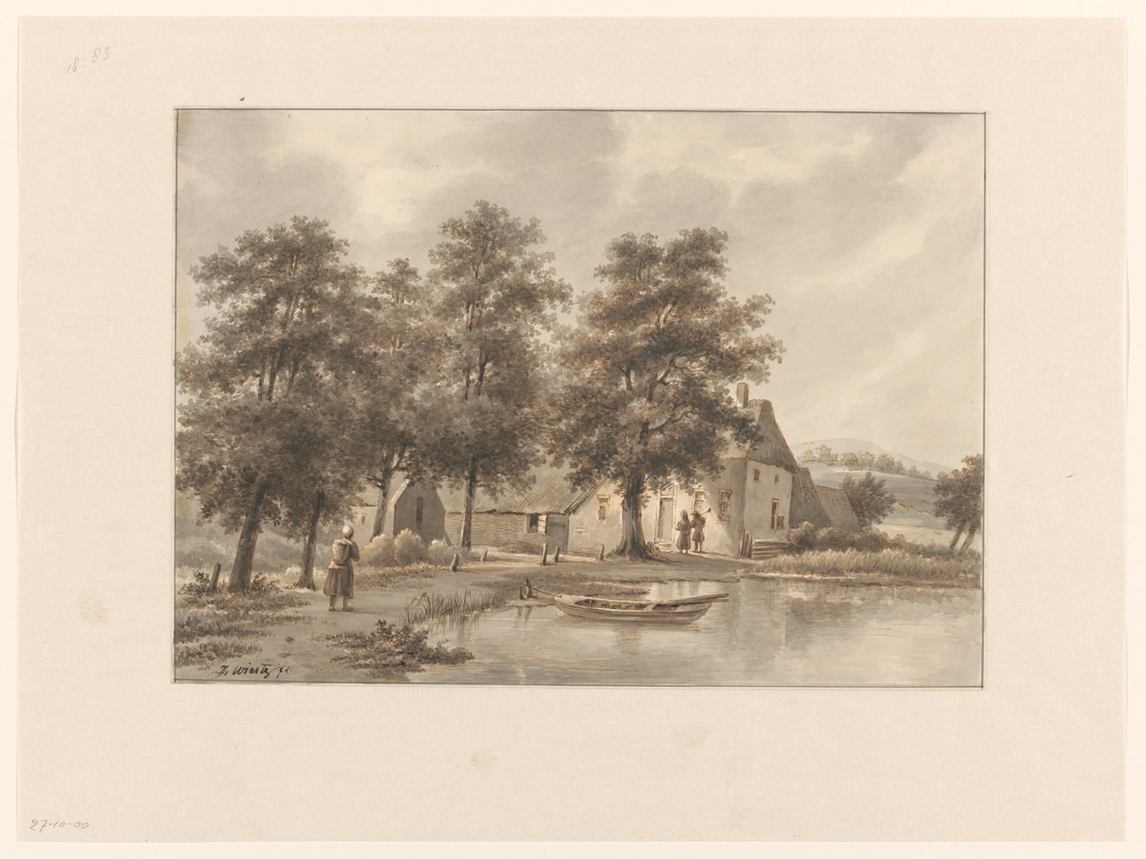 Vista de uma quinta junto à água de Henricus Franciscus Wiertz (signed by artist)