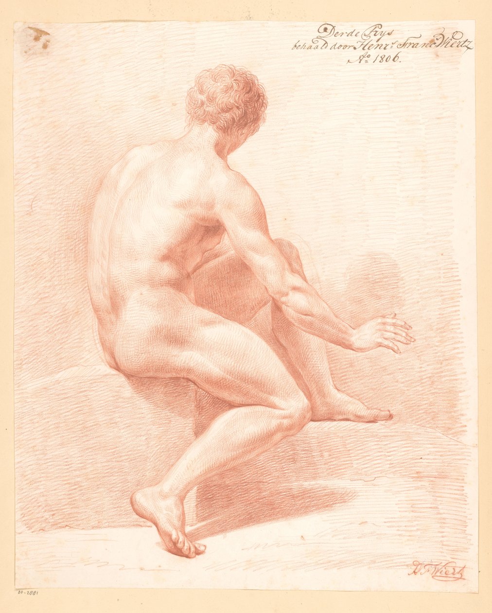Nu masculino sentado, visto de costas (3º prêmio 1806) de Henricus Franciscus Wiertz
