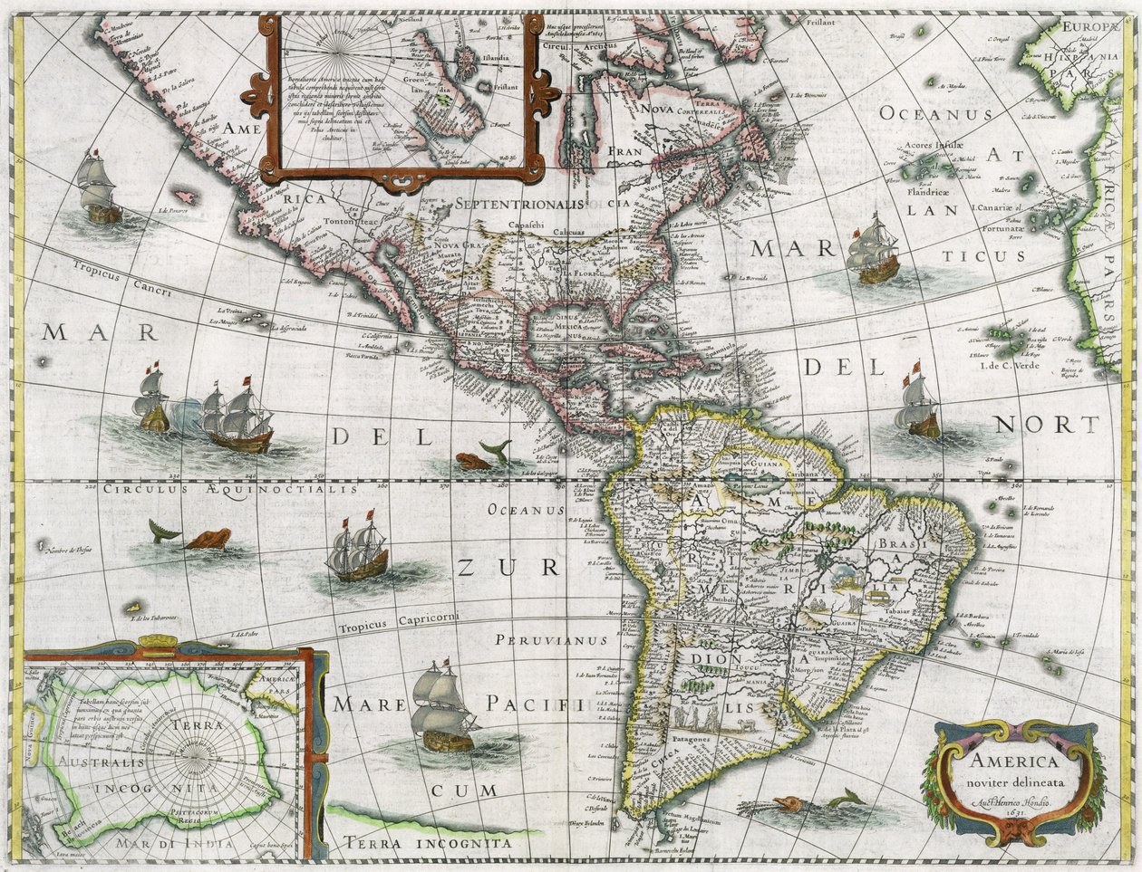 Mapa das Américas, 1631 de Henricus Hondius II