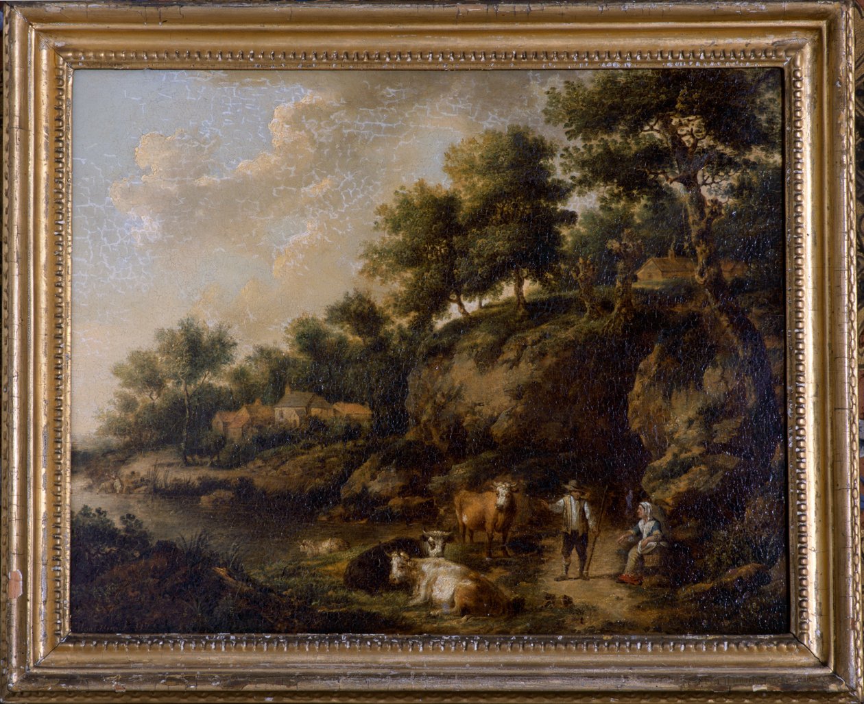 Paisagem com cowherd (óleo sobre tela) de Henricus Josephus Antoniessen