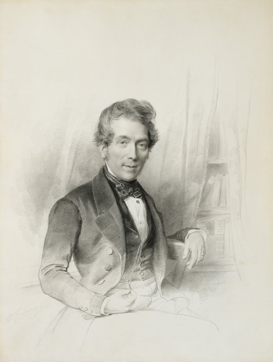 Retrato de Louis Johannes Herckenrath, cônsul do Texas, 1843 (giz, estompe, lápis e aquarela) de Henricus Wilhelmus Couwenberg