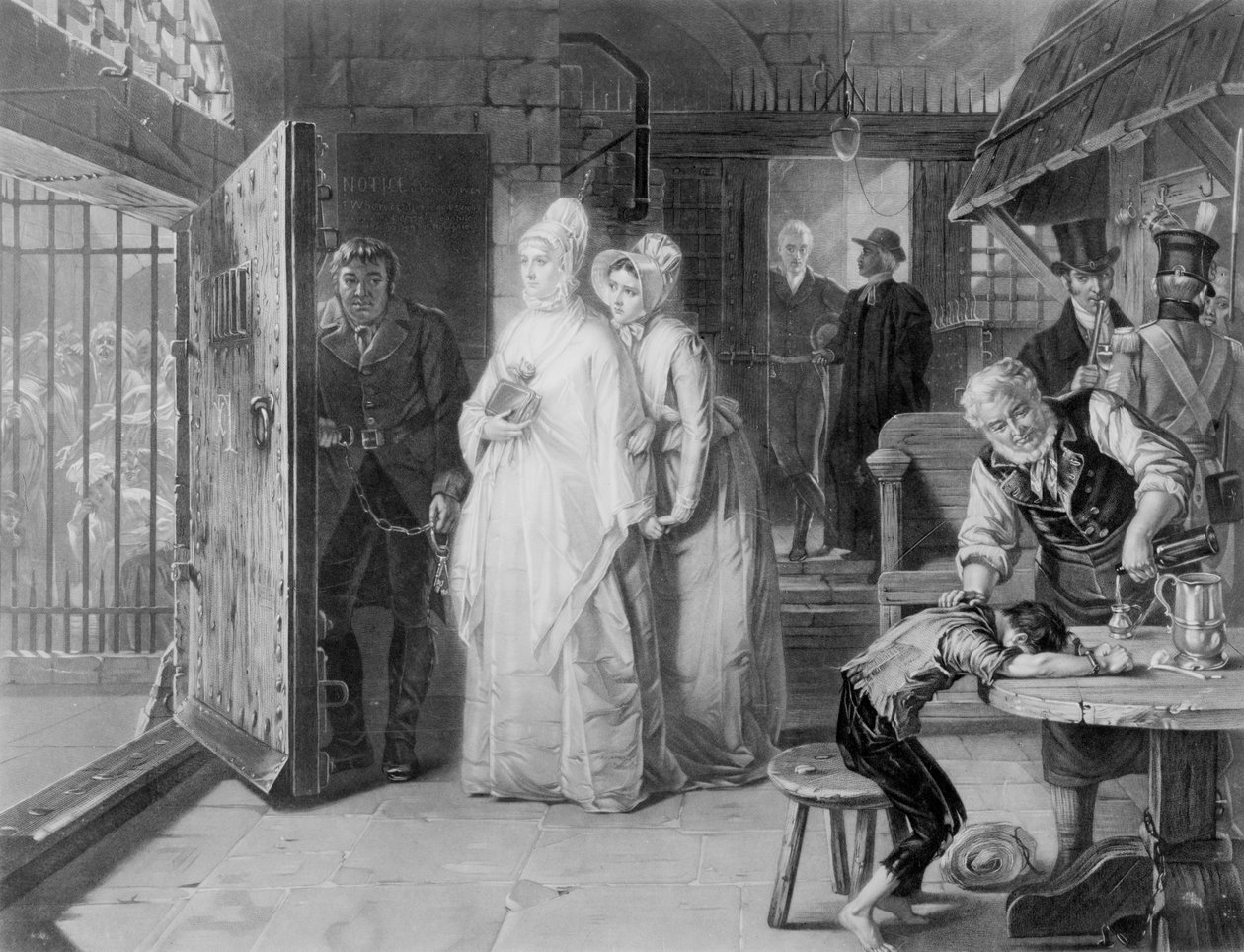 Sra. Fry visitando a Prisão de Newgate, 1893 de Henrietta Mary Ward