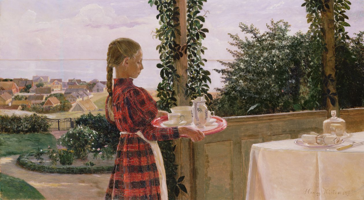 Hora do chá na varanda, 1899 de Henriette Elisabeth Koster Panduro