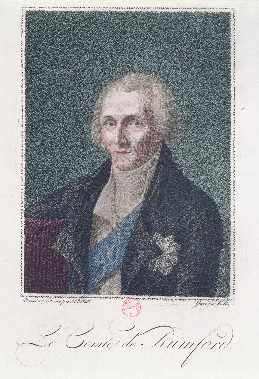 Benjamin Thompson (1753-1814) Conde Rumford, gravado por B. Roger de Henriette Rath
