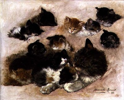 Estudo de gatos e gatinhos de Henriëtte Ronner Knip