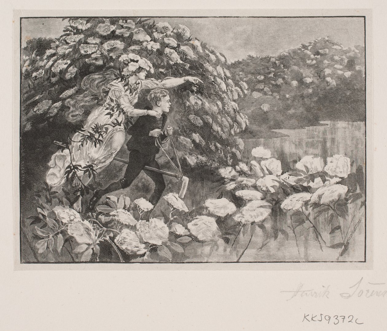 Ilustração para H. C. Andersen: "Hyldemother" de Henrik Arnold Hamilkar Sørensen