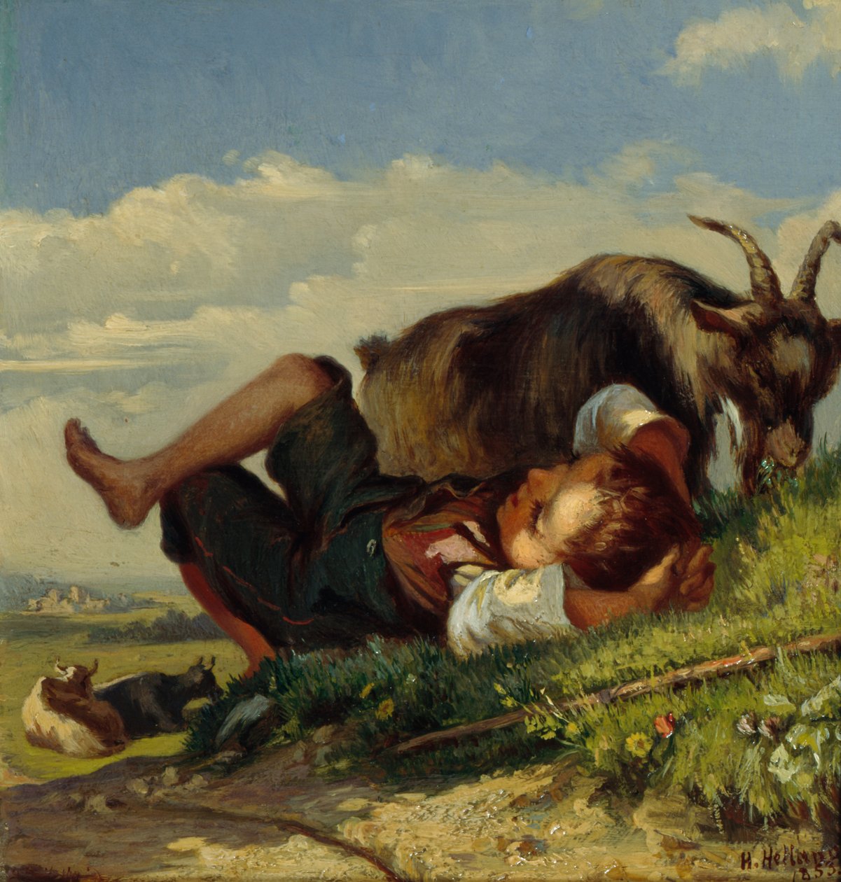 Rapaz pastor com cabras de Henrik August Helland